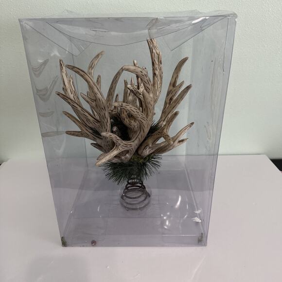 Antler Themed Christmas Tree Topper with Faux Antlers rustic themed Holiday dec - Picture 4 of 4